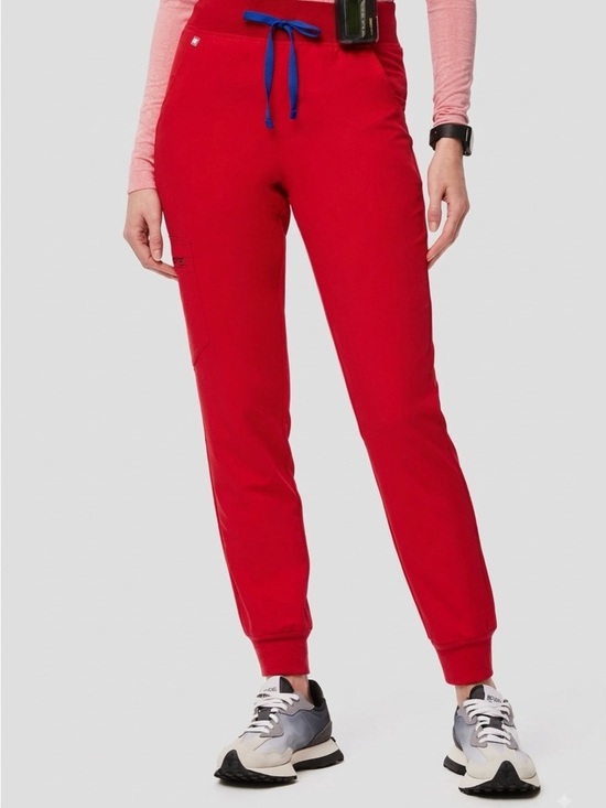 Figs Pants - FIGS High Waisted Zamora Jogger Scrub Pants Size S Tall Pop Red Royal Blue